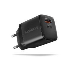 Axagon ACU-PQ30 Ladegerät QC3.0, 4.0/AFC/FCP/PPS/Apple+ PD USB-C, 30W - schwarz - Kompaktes Ladegerät - 1x USB-C und 1x USB-A Telefon komórkowy, Smartfon, Smartwatch, Tablet, Uniwersalne Czarny Prąd przemienny Szybkie ładowanie Wewnętrzna