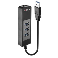 Lindy 43176 Hub USB 3.0 3 Ports, RJ-45