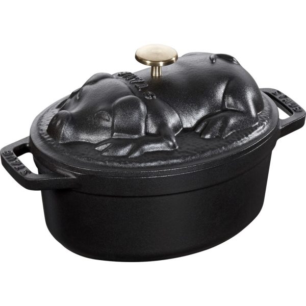 STAUB SPECIAL COCOTTE Garnek żeliwny owalny świnia 1 ltr, czarny