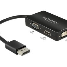 DeLOCK 0.16m DisplayPort/VGA+HDMI+DVI 0,16 m VGA (D-Sub)+ HDMI + DVI Czarny