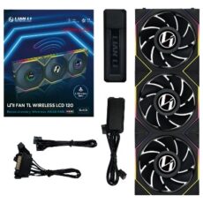 Wentylator Lian Li UNI FAN TL Wireless LCD Lüfter, ARGB, PWM, 3er-Pack inkl. Controller - Reverse Blade, 120mm, czarny