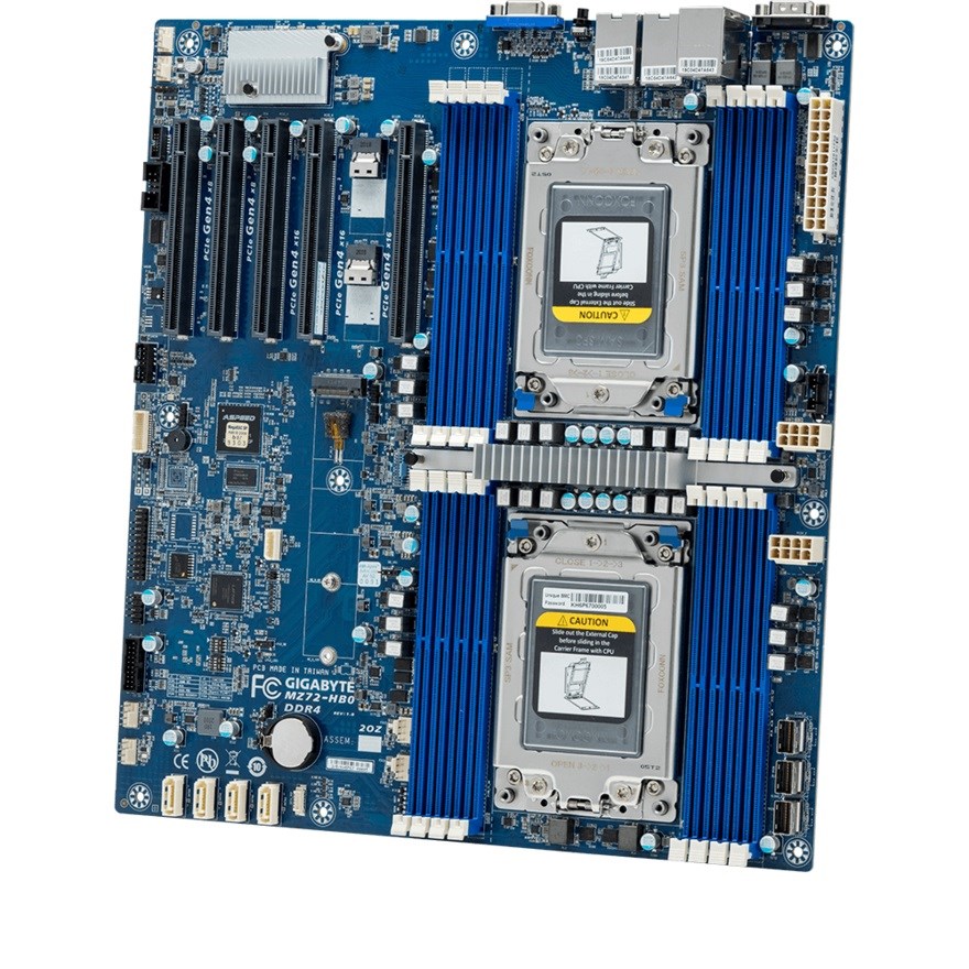Płyta główna Gigabyte MZ72-HB2 2x SP3 AMD Epyc 7003 SoC (16x DIMM, 5x SlimSAS, 1xM.2, 2x10Gbe, IPMI, E-ATX)