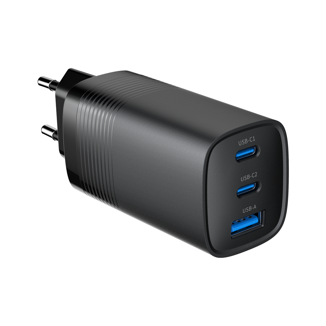 GEMBIRD SZYBKA ŁADOWARKA USB POWER DELIVERY USB TYPU C, 3X USB, 65 W, GAN CZARNA