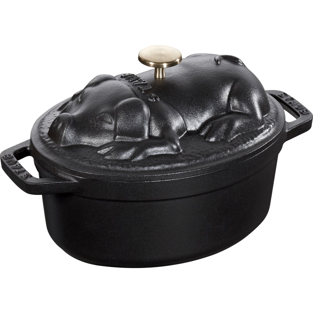 STAUB SPECIAL COCOTTE Garnek żeliwny owalny świnia 1 ltr, czarny - obrazek 2