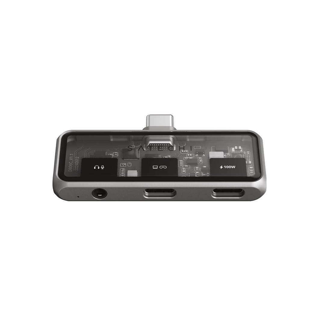 Mobilny adapter USB-C Satechi Mobile XR Hub z audio (1x USB-C 100W PD; 2.0 data i audio, 1x USB-C DP 1.4 4K@60Hz; 3.0 10 Gbps, 1x 3.5mm audio in/out) space gray