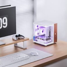 Obudowa PC Jonsbo TK-0, Mini-Tower, Mini-ITX, Tempered Glass, Holz - weiß