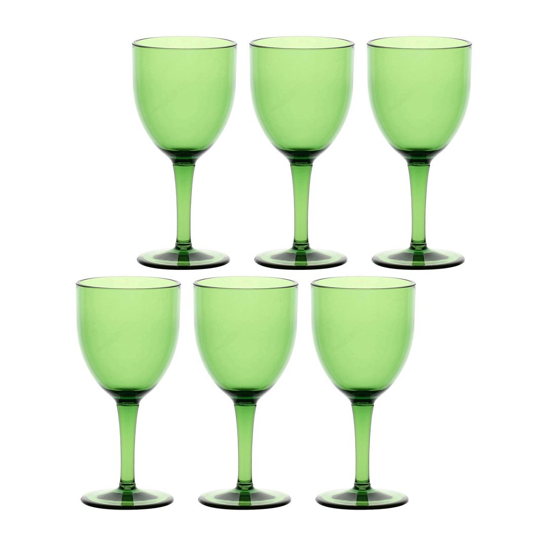 Zestaw 6 akrylowych kieliszków do wina 400 ml, zielony