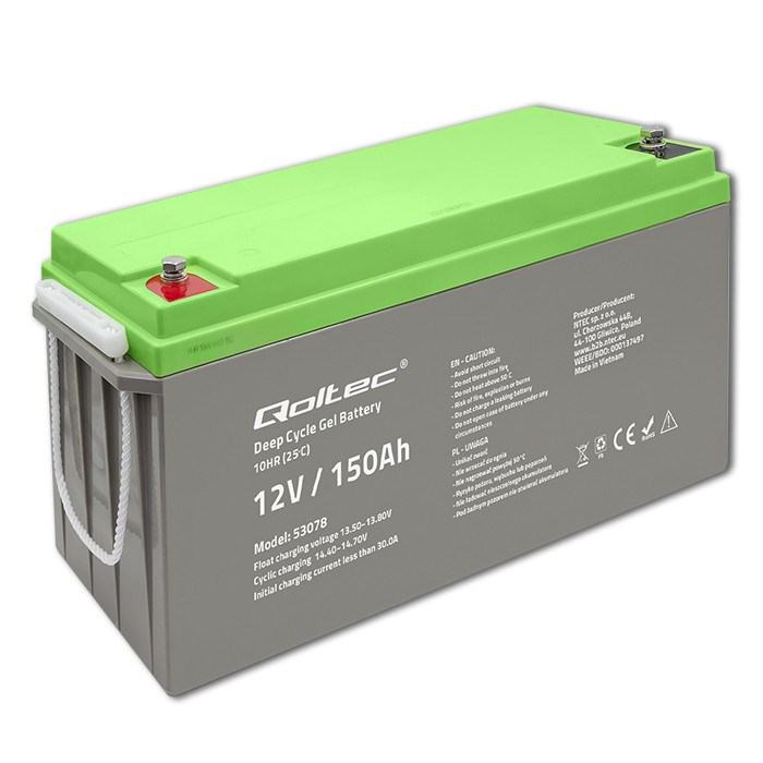 Qoltec Akumulator żelowy Deep Cycle  | 12V | 150Ah | 44.5kg