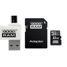 Karta pamięci z adapterem i czytnikiem kart GoodRam All in one M1A4-0320R12 (32GB; Class 10; Adapter, Czytnik kart MicroSDHC, Karta pamięci)