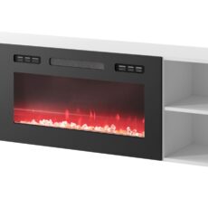 Szafka RTV POLO 200x33x50,5 biały + kominek czarny