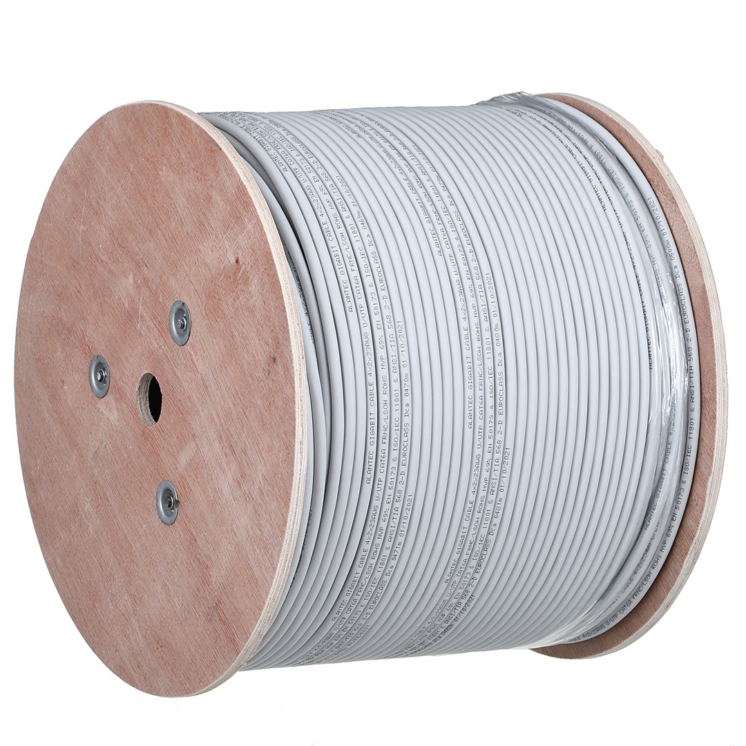 Alantec Kabel U/UTP kat.6A, sieciowy, LSOH, Dca 4x2x23 AWG, 10Gb/s, 700 MHz, szary, 500m (KIU6ALSOH500D)