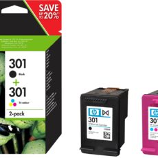 Tusz HP zestaw HP 301+HP 301, HP301+HP301=N9J72AE, zawiera czarny i kolor, CH561EE+CH562EE, zastąpił CR340EE, J3M81AE
