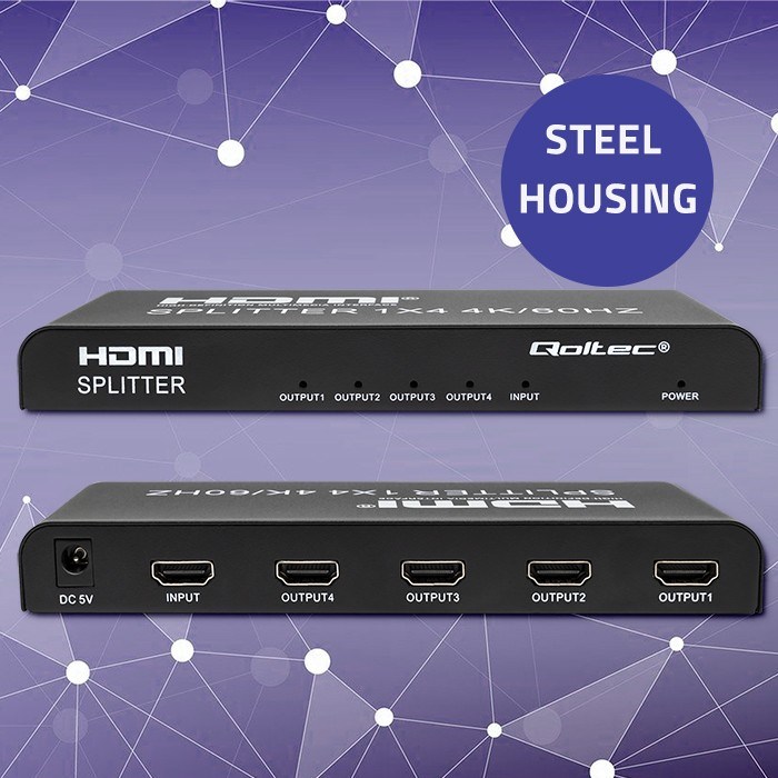 QOLTEC ROZDZIELACZ SPLITTER 4XHDMI 4KX2K | 6GB/S | 60HZ - obrazek 2