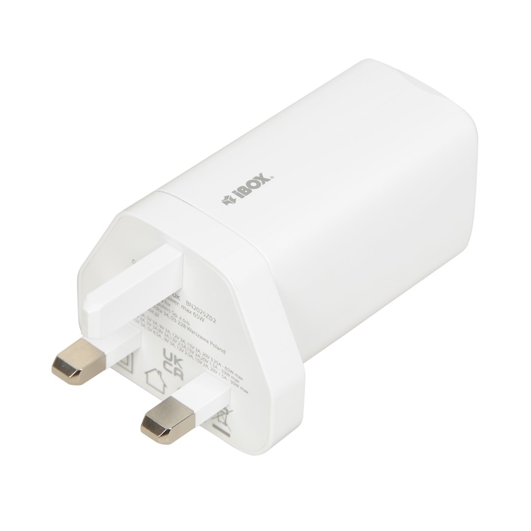 ŁADOWARKA SIECIOWA I-BOX C-65 GAN PD65W KABEL, BIAŁA - obrazek 2