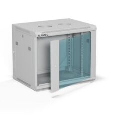 ALANTEC Szafa wisząca 19" 9U 600x450, drzwi szklane, kolor szary, do samodzielnego montażu - Flat Pack (SW-9U-600-450-01-SF)