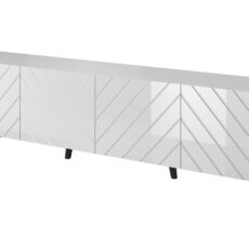 Szafka RTV ABETO 200x42x52 biały/biały połysk