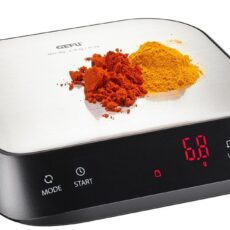 Elektroniczna waga kuchenna GEFU PREZISO czarna, stal nierdzewna, Blat prostokąt