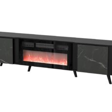 Szafka RTV VOLARE 200x39x49 czarny/san sebastian + kominek