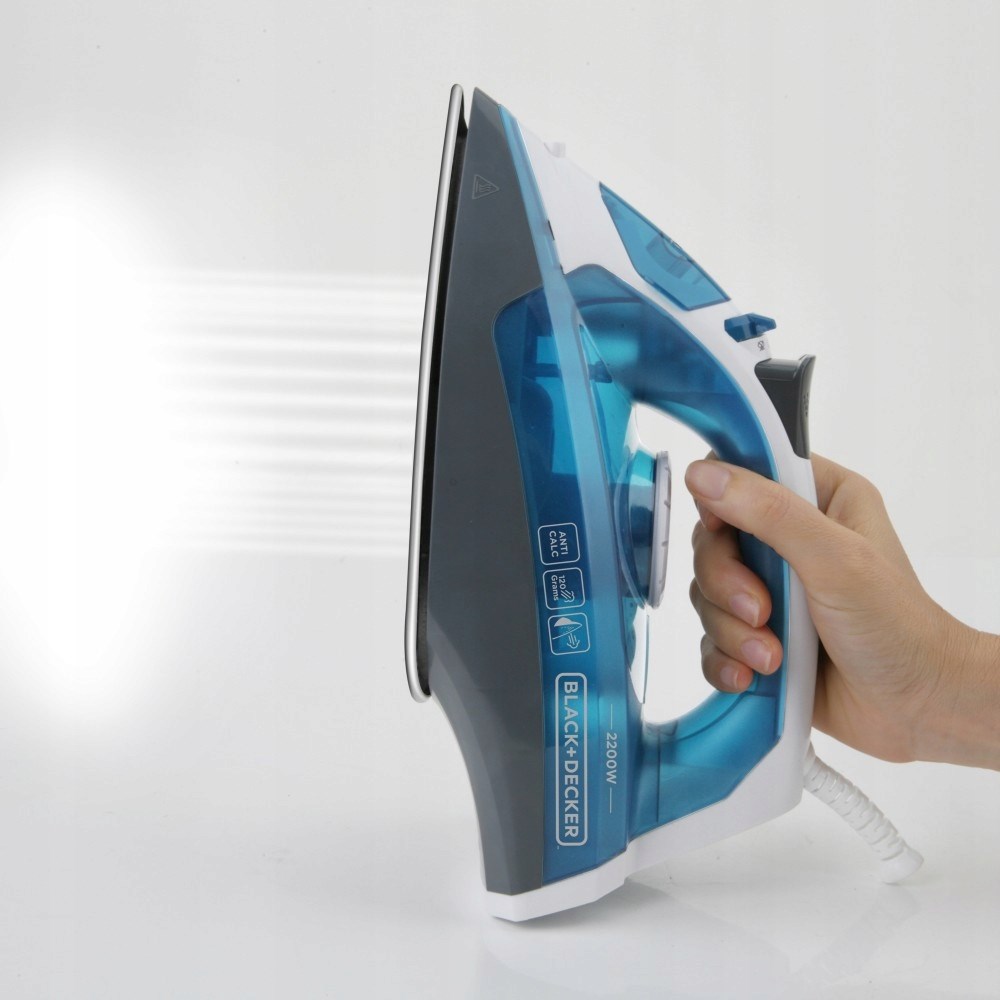 Żelazko parowe Black+Decker BXIR2200E (2200W; biało-niebieski) - obrazek 2