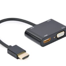GEMBIRD ADAPTER HDMI MĘSKI DO HDMI ŻEŃSKI + VGA ŻEŃSKI Z AUDIO + PORT ZASILANIA