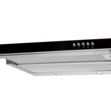 Okap podszafkowy teleskopowy AKPO WK-7 LIGHT GLASS 50 INOX CZARNY (500mm; kolor inox, front czarne szkło)