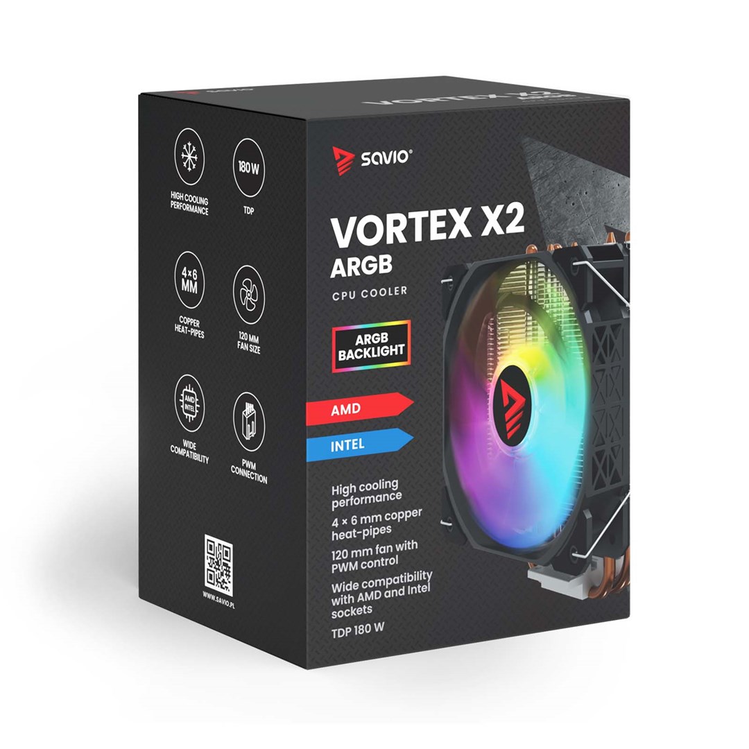 SAVIO CHŁODZENIE CPU VORTEX X2 ARGB - obrazek 2