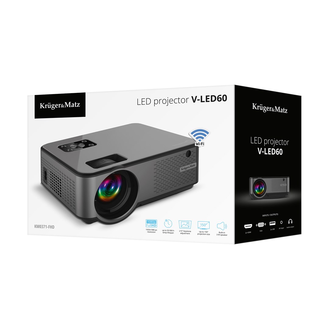 Projektor LED z Wi-Fi FullHD Kruger Matz V-LED60