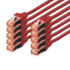 Kabel krosowy (patch cord) RJ45-RJ45, kat.6, S/FTP, AWG 27/7, LSOH, 5m, czerwony, 10szt