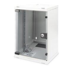 Szafa sieciowa wisząca 10" 9U rack 312x300, drzwi szyba, szary, niedzielona, złożona, 30kg