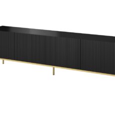 Szafka RTV PAFOS na złotym stelażu ze stali 200x40x60 czarny mat