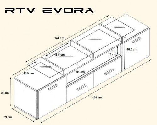 Szafka RTV EVORA 200 sliwa/czarny połysk - obrazek 2