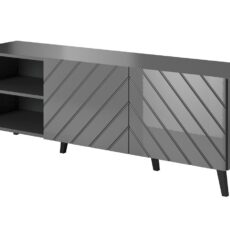 Szafka RTV ABETO 150x42x52 grafit/grafit połysk