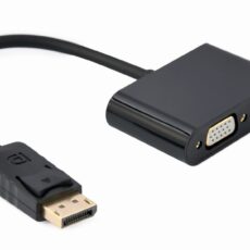 GEMBIRD ADAPTER NA KABLU DISPLAYPORT MĘSKI NA ŻEŃSKI HDMI + ŻEŃSKI VGA CZARNY, 10CM