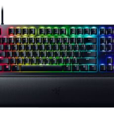 Razer Łowca V2 bez klaw. num., klaw. do gier, optyczna, LED RGB, Stany Zjednoczone, czarny, przewodowe, klikający fioletowy przełącznik