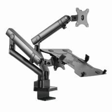 GEMBIRD BIURKOWE REGULOWANE RAMIĘ/UCHWYT NA 2 MONITORY + PÓŁKA NA NOTEBOOKA 17-32, VESA 100X100MM, DO 8 KG