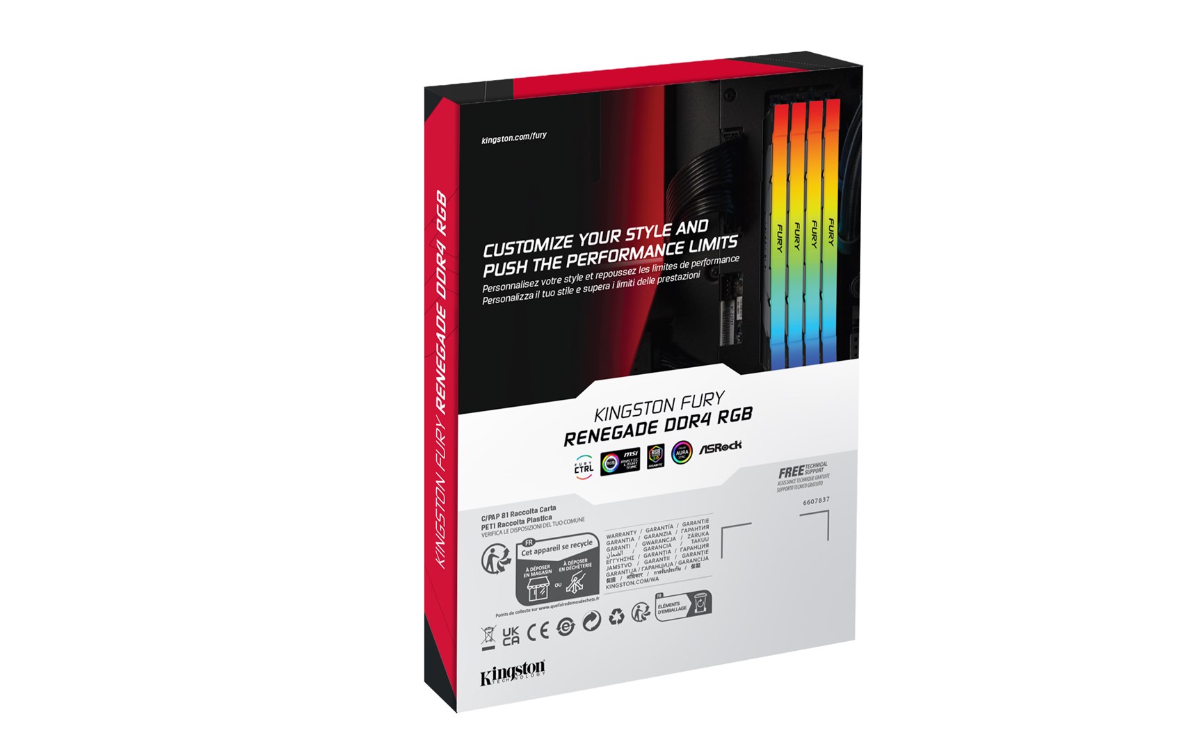 KINGSTON DDR4 8GB 3600MT/s CL16 DIMM FURY Renegade RGB