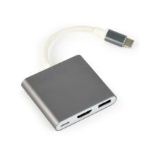 GEMBIRD GEMBIRD MULTI ADAPTER USB TYP-C (M) -> USB TYP-C; USB 3.0; HDMI SZARY