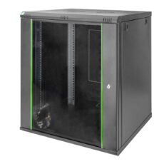 Szafa sieciowa wisząca DYNAmic 19" 16U rack 600x600, drzwi szyba, czarny, niedzielona, złożona, 60kg