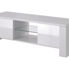 Szafka RTV WEST 42/130/42 biały/ biały połysk