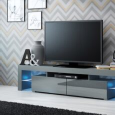 Szafka RTV SOLO 200x45x36 szary/szary połysk