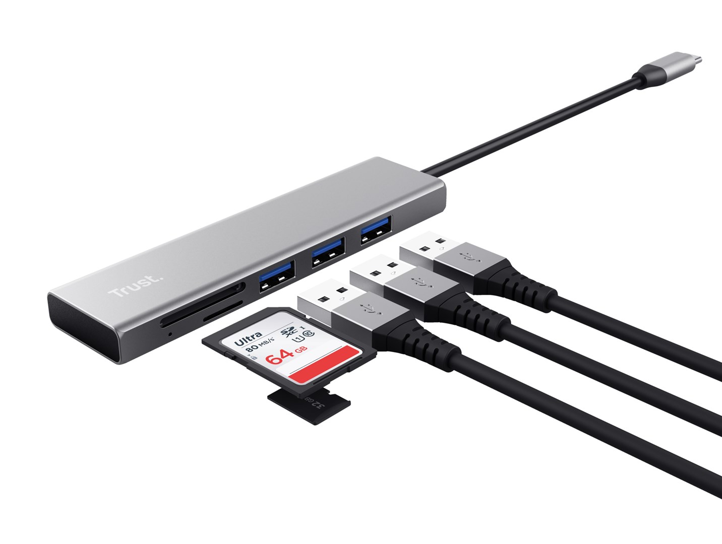 Trust HALYX FAST USB-C HUB CARD  READER - obrazek 2