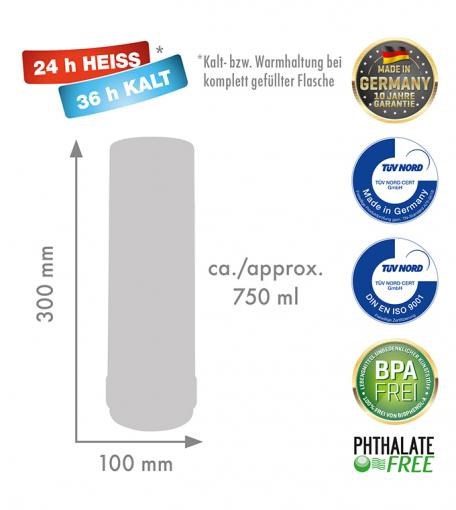 ROTPUNKT TERMOS SZKLANY POJ. 0,750 L, GLOSSY ABSIN - obrazek 2
