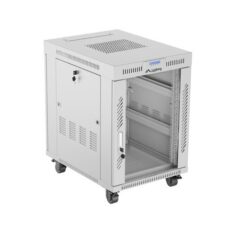 Szafa instalacyjna rack stojąca 19" 15U 600x800 szara drzwi szklane LCD Lanberg (Flat Pack) V2