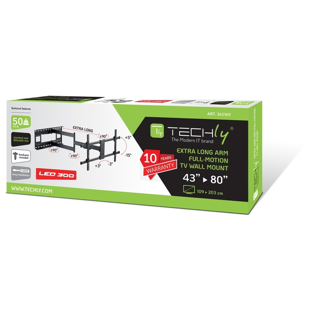 TECHLY DŁUGI UCHWYT ŚCIENNY TV LCD/LED 43-80 CALI - obrazek 2