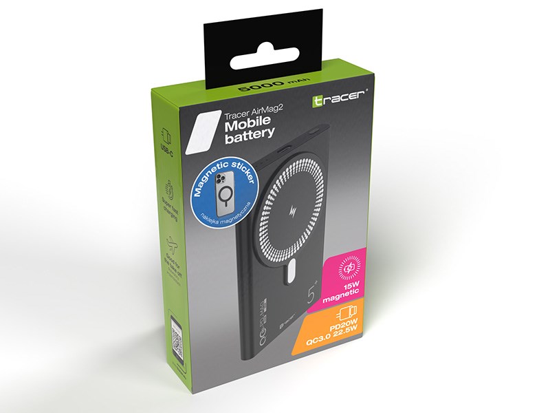 TRACER POWERBANK AIRMAG2 5000MAH PD20W+15W MAG - obrazek 2