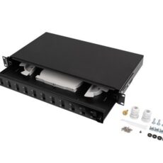 Przełącznica światłowodowa LANBERG 12xSC duplex / 12xLC quad rack 19" 1U czarna + akcesoria
