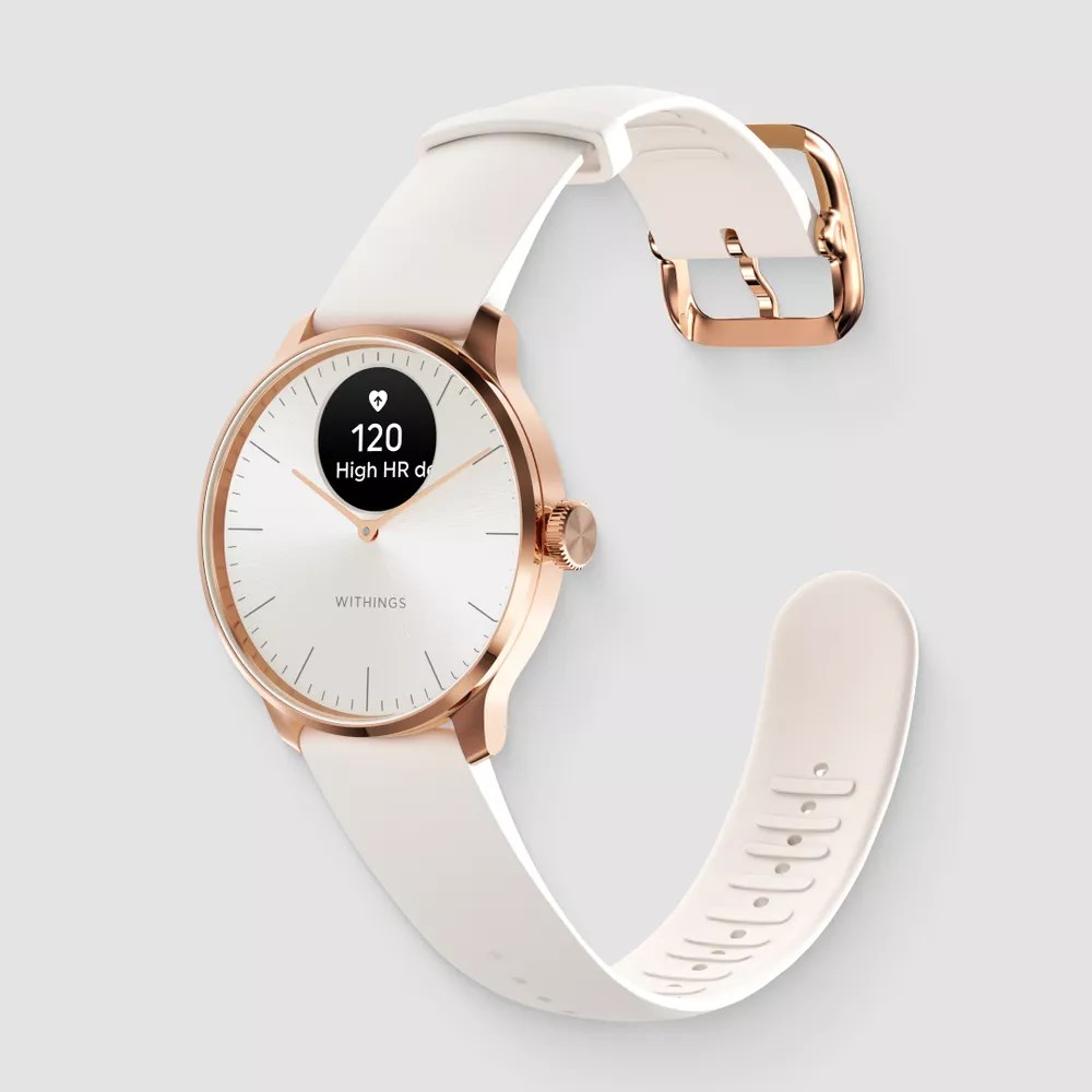 Zegarek Withings Scanwatch Light - zegarek z funkcją EKG, pomiarem pulsu i SPO2 oraz mierzeniem aktywności fizycznej i snu (37mm, rose gold-sand)