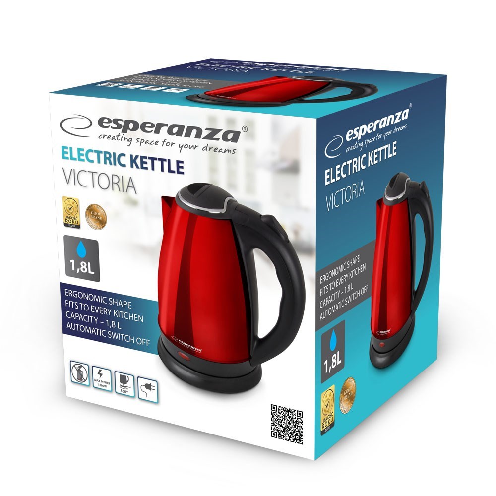 ESPERANZA CZAJNIK ELEKTRYCZNY VICTORIA 1.8 L CZERWONY EKK113R - obrazek 2