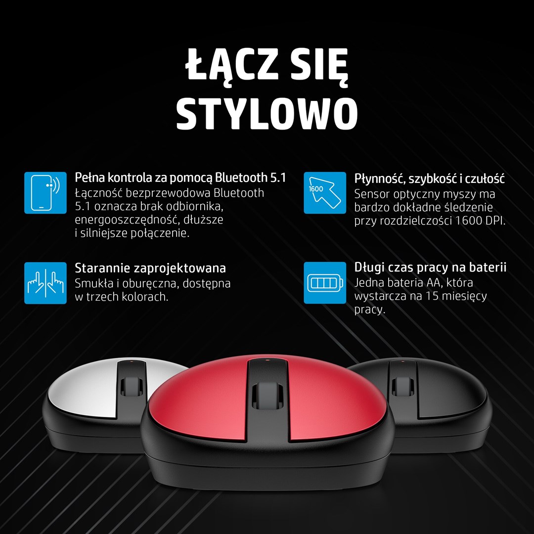 Mysz HP 240 Black Bluetooth Mouse bezprzewodowa czarna 3V0G9AA - obrazek 2