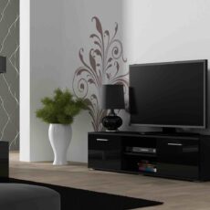 Szafka RTV SOHO 140 czarny/ czarny połysk